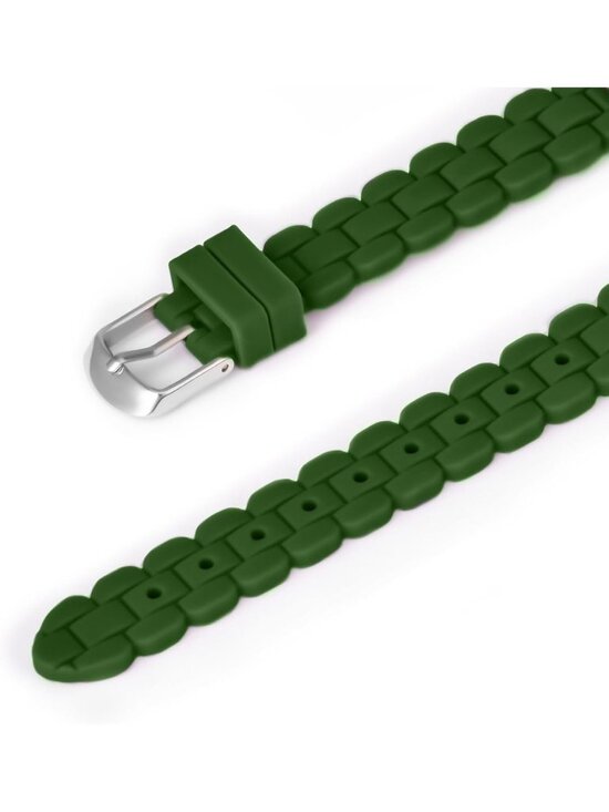 Women\'s Dark Green Big Face Easy Reader Silicone Strap Waterproof 35MM Watch main image 5